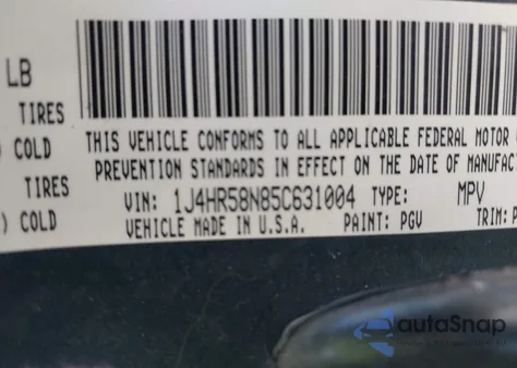 2005 Jeep Grand Cherokee Limited from USA, damaged, VIN 1J4HR58N85C631004